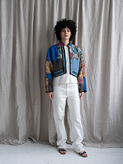 The Kaira Cropped Quilted Patchwork Kantha Jacket