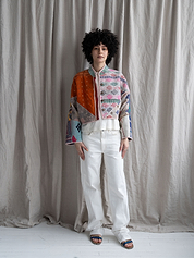 The Kaira Cropped Quilted Patchwork Kantha Jacket