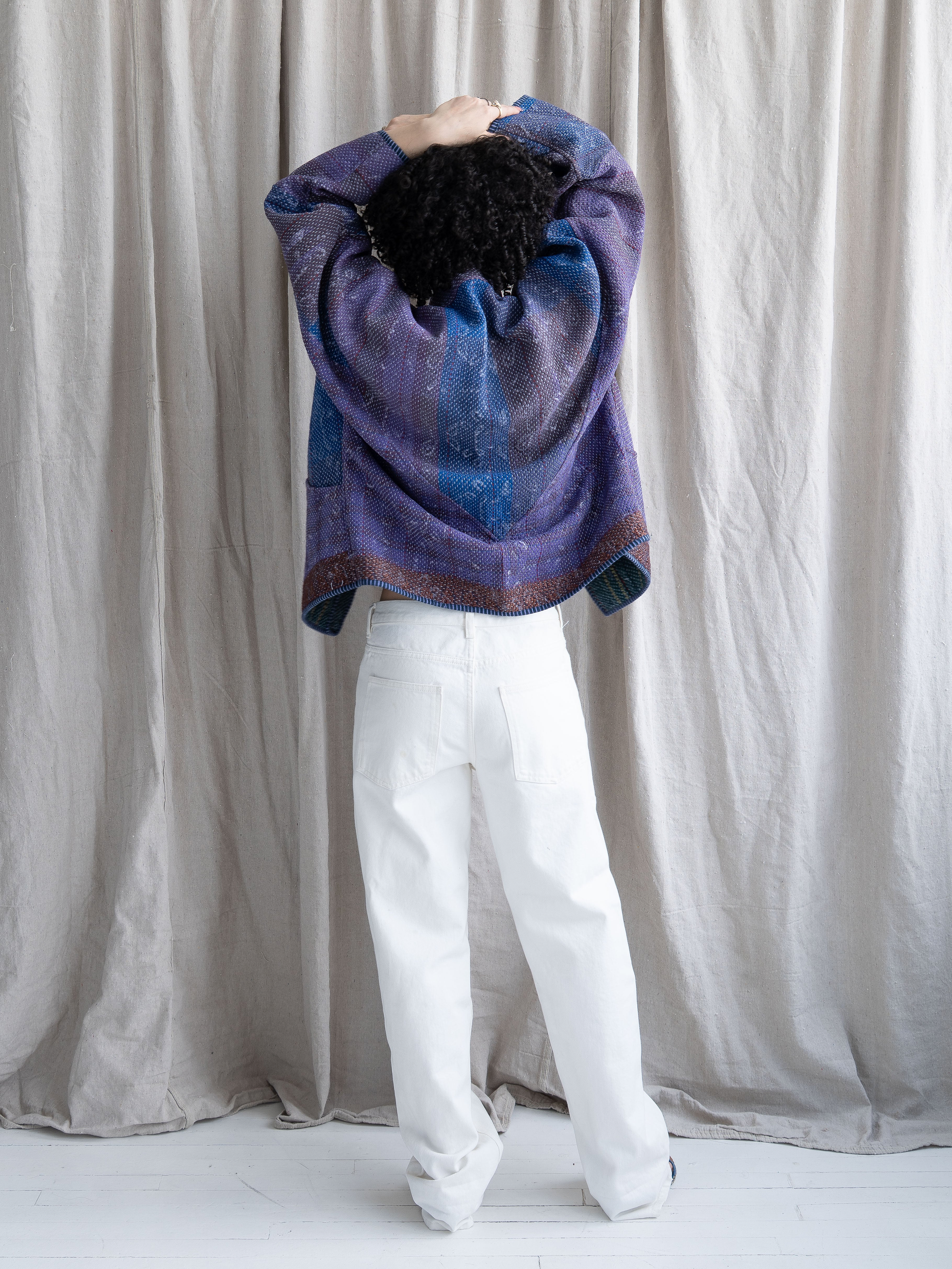 The Ladhiya Quilted Indigo Kantha Jacket