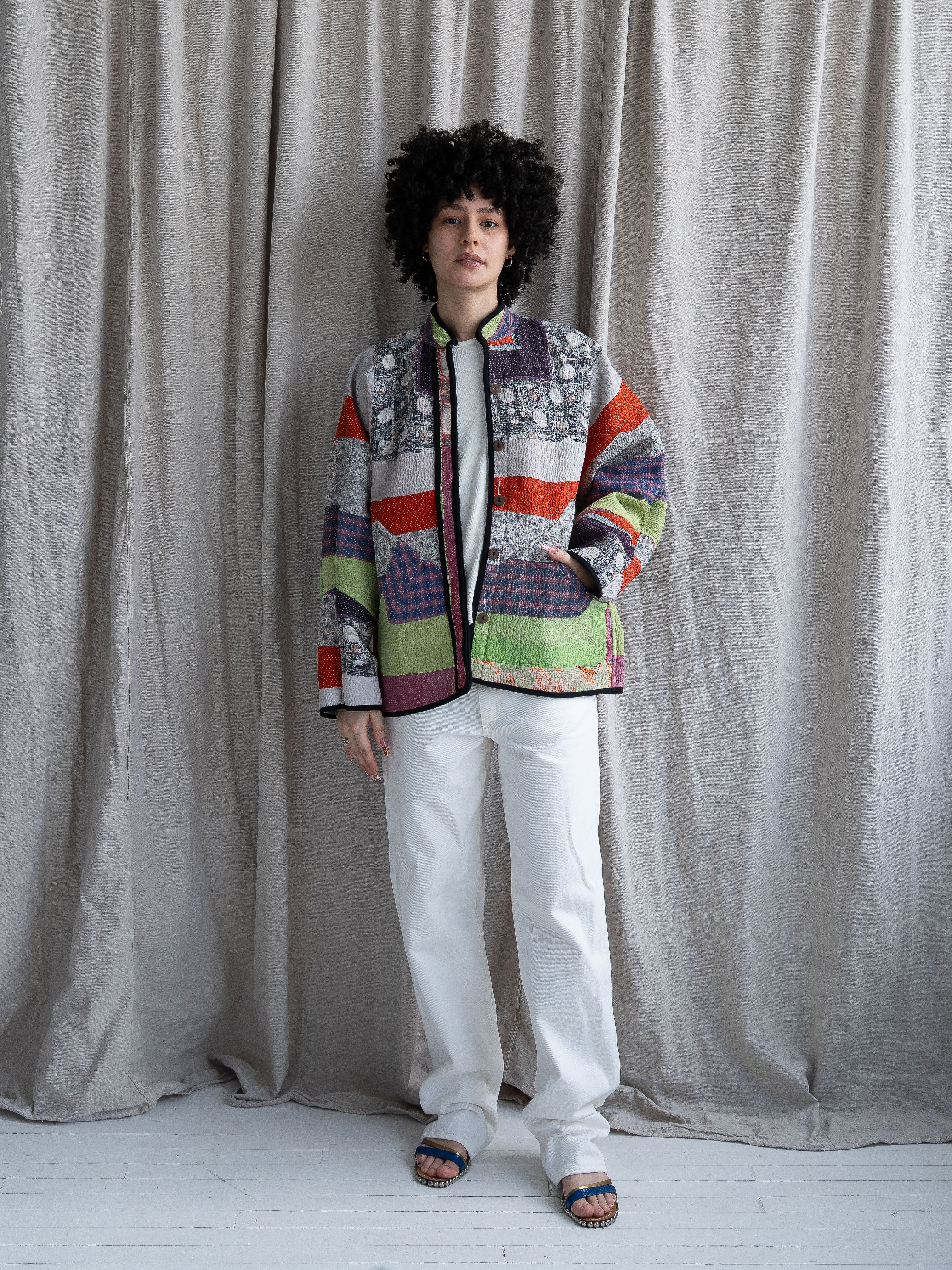 The Ladhiya Quilted Patchwork Kantha Jacket