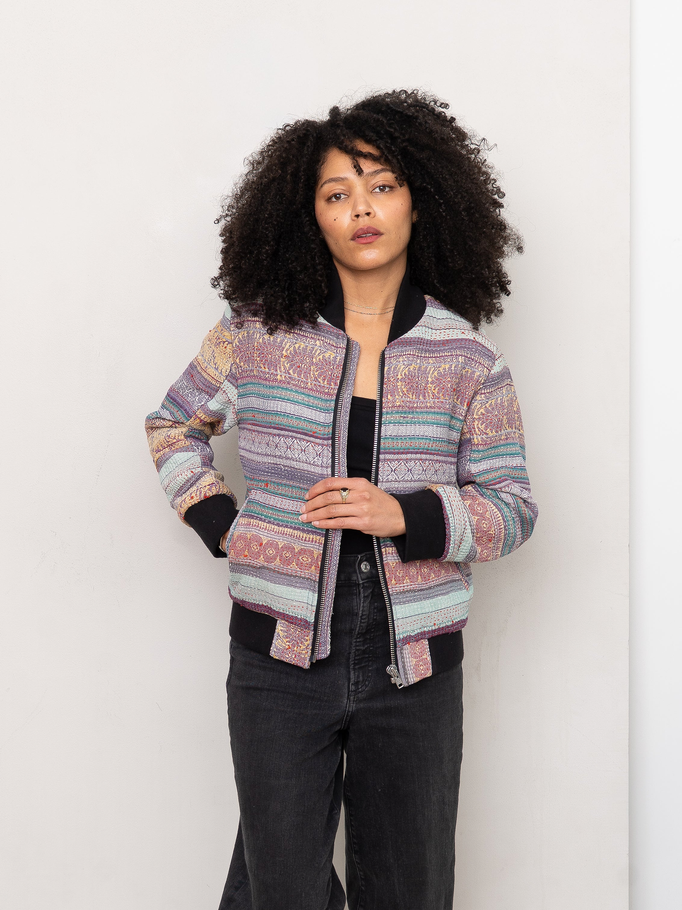 The Veda Quilted One-of-a-Kind Bomber Jacket - Small