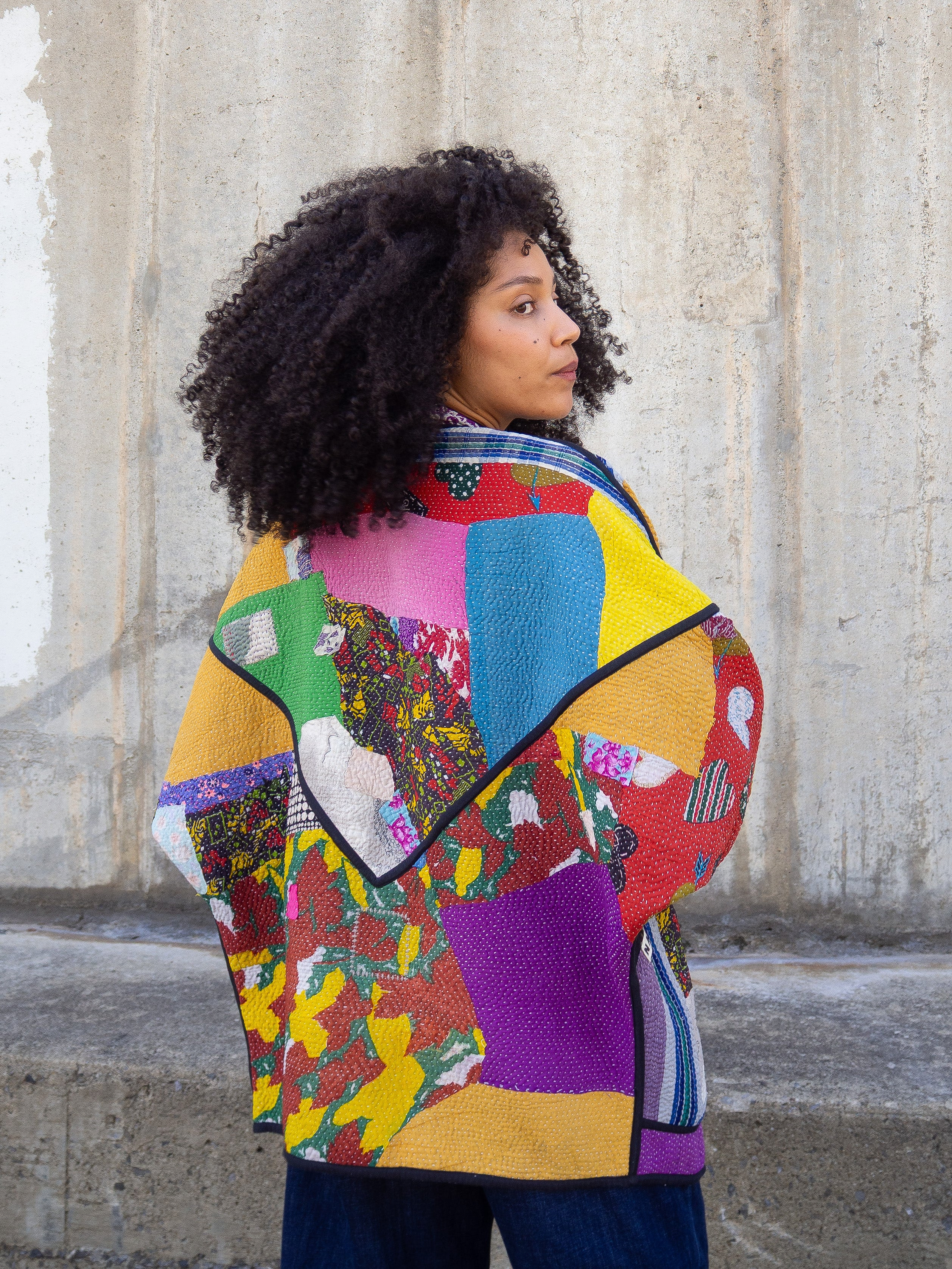 The Ishani Quilted Patchwork Kantha Jacket