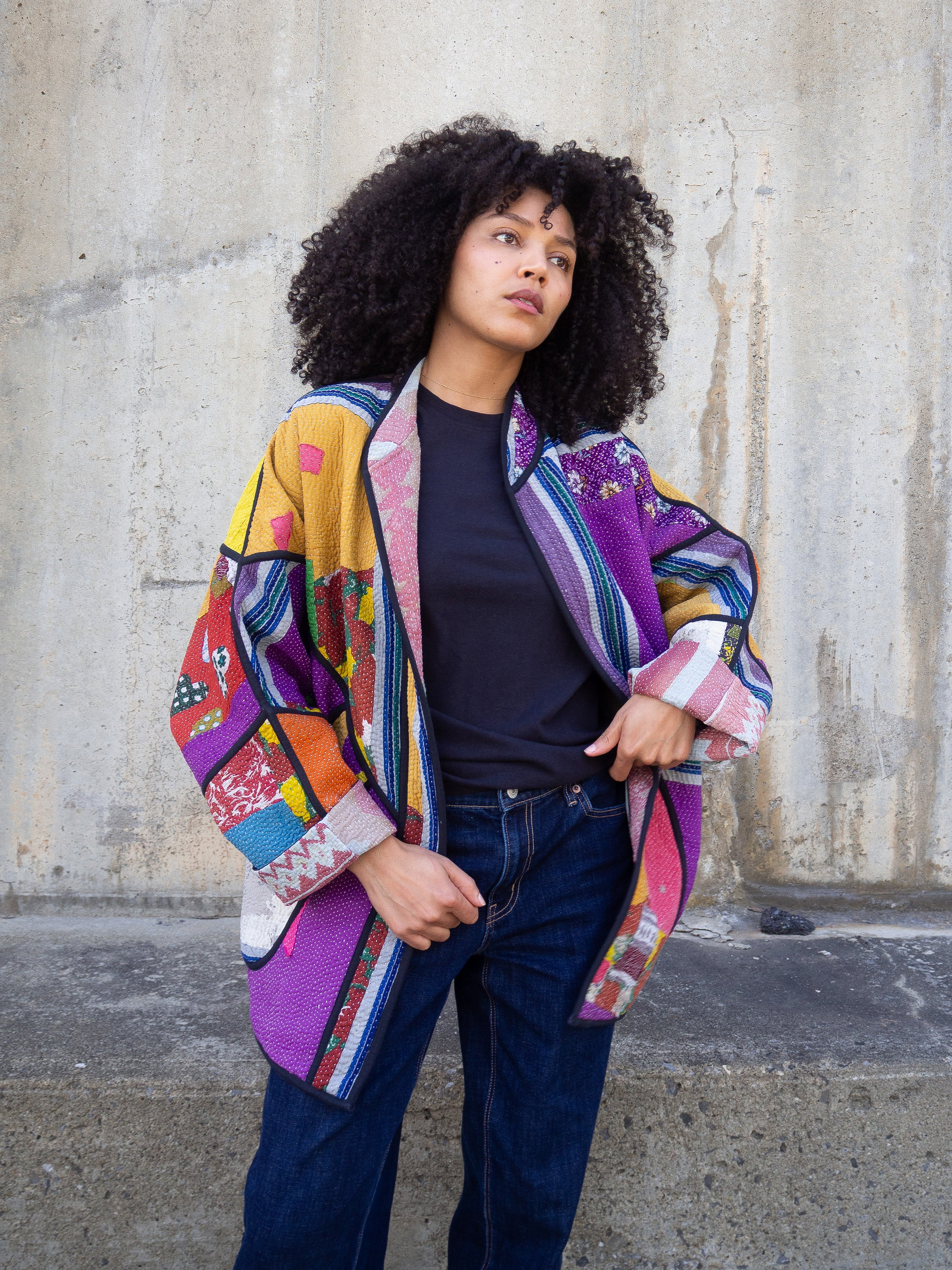 The Ishani Quilted Patchwork Kantha Jacket