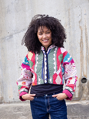 The Kaira Cropped Suzani Cut Out Kantha Jacket