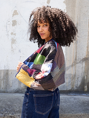 The Kaira Cropped Suzani Cut Out Kantha Jacket