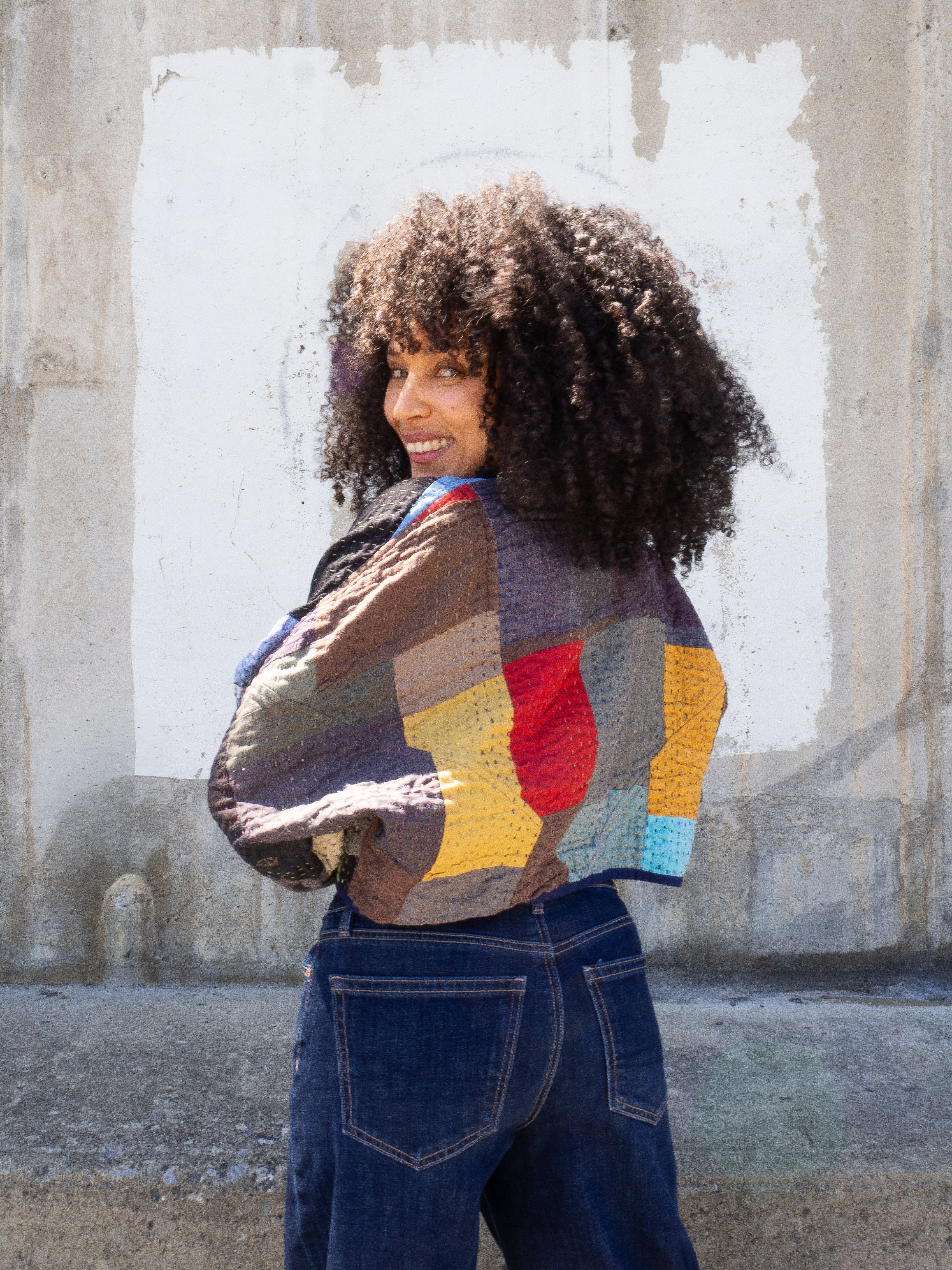 The Kaira Cropped Suzani Cut Out Kantha Jacket