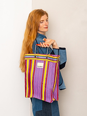 The Goa Market Recycled Nylon Tote Bag - Candy Stripe
