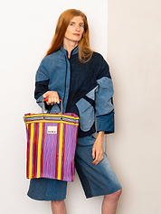 The Goa Market Recycled Nylon Tote Bag - Candy Stripe