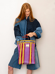 The Goa Market Recycled Nylon Tote Bag - Candy Stripe