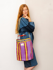 The Goa Market Recycled Nylon Tote Bag - Candy Stripe