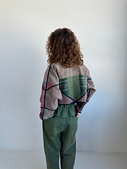 The Kaira Cropped Quilted Patchwork Kantha Jacket