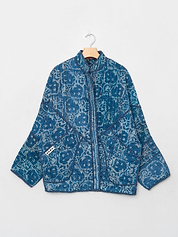 The Ishani Quilted Indigo Kantha Jacket