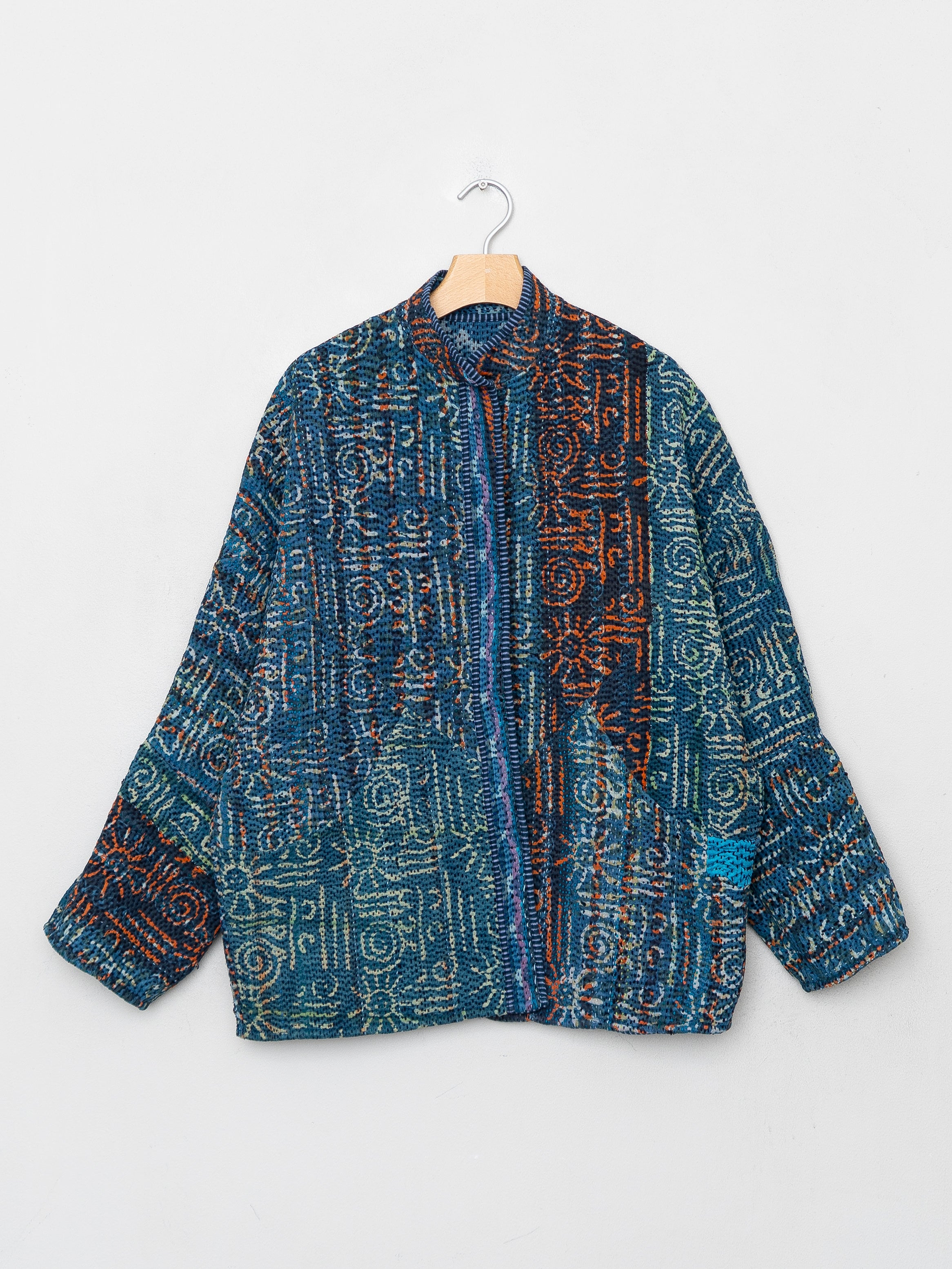 The Ishani Quilted Indigo Kantha Jacket