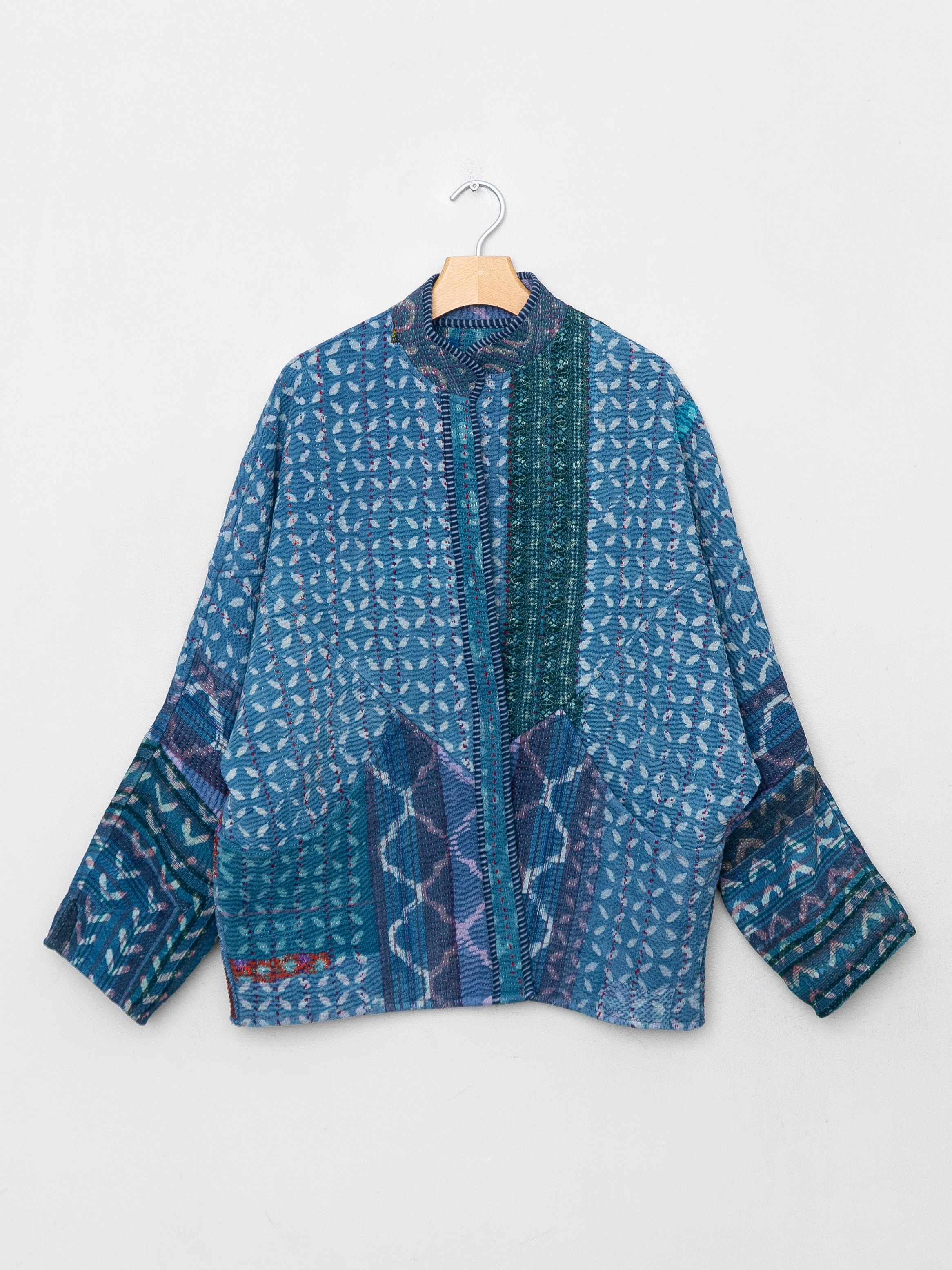 The Ishani Quilted Indigo Kantha Jacket