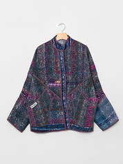 The Ishani Quilted Indigo Kantha Jacket