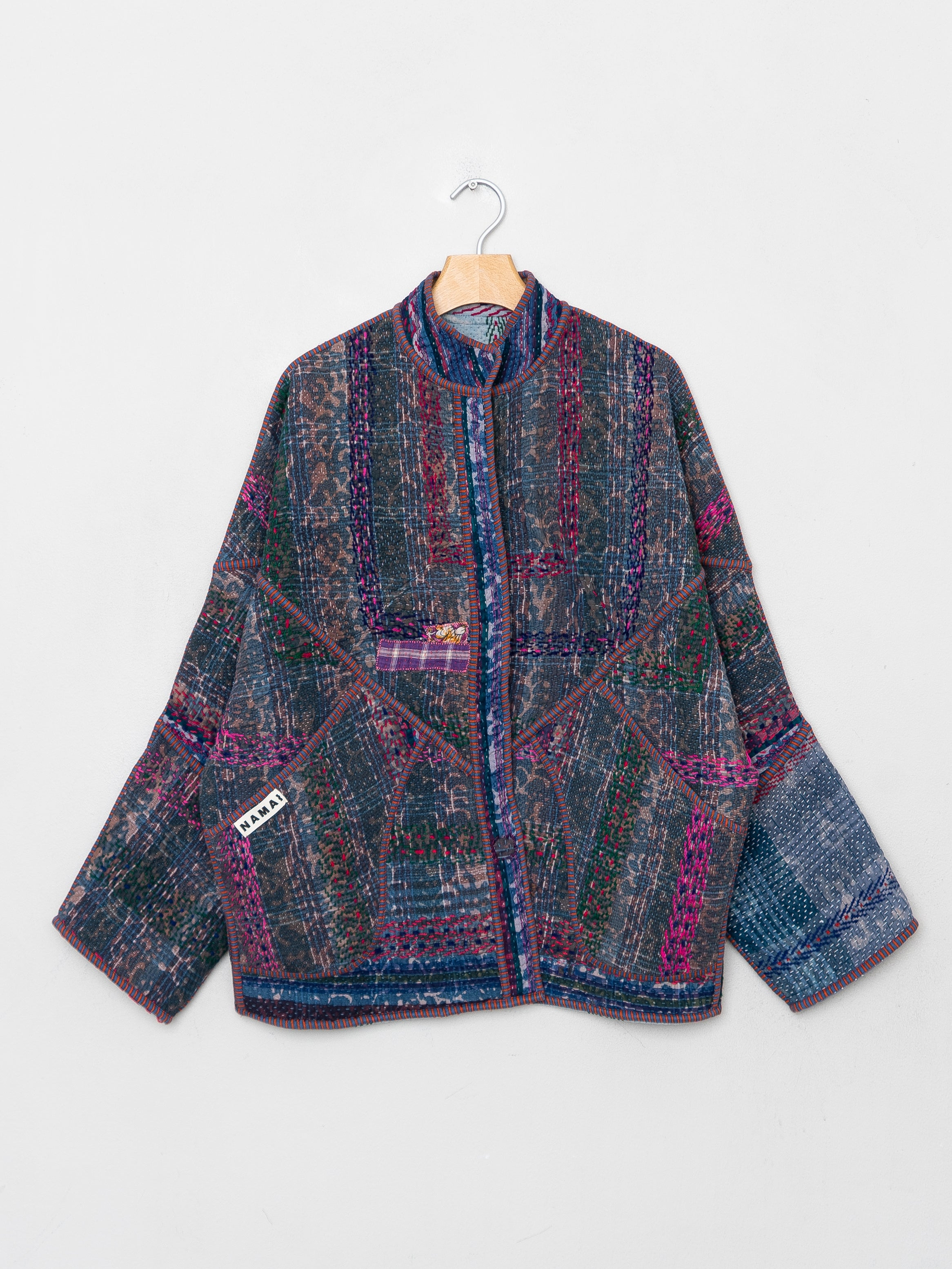 The Ishani Quilted Indigo Kantha Jacket