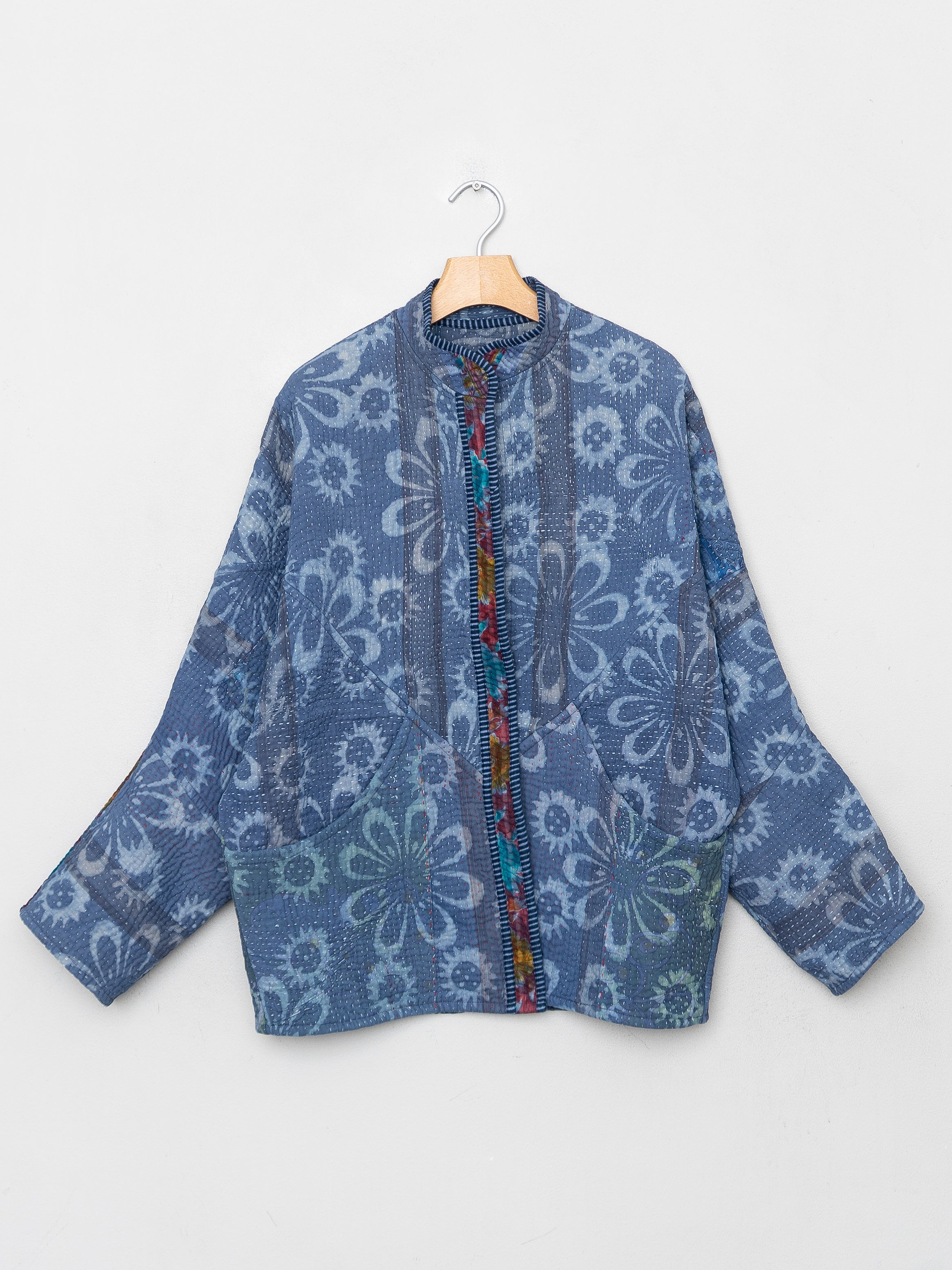 The Ishani Quilted Indigo Kantha Jacket