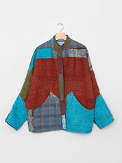 The Ishani Quilted Indigo Kantha Jacket