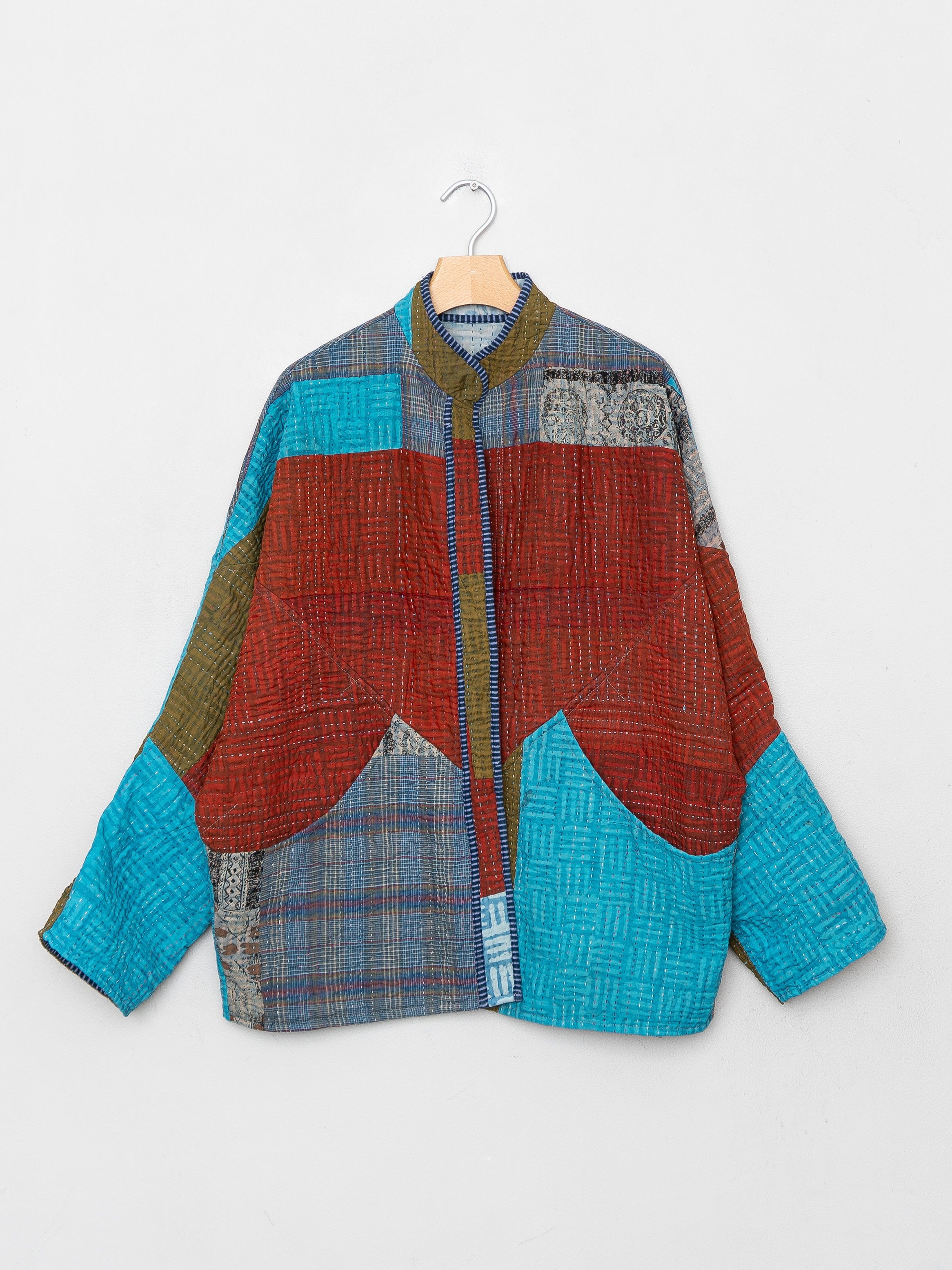The Ishani Quilted Indigo Kantha Jacket