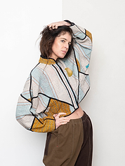 The Kaira Cropped Quilted Patchwork Kantha Jacket