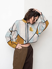 The Kaira Cropped Quilted Patchwork Kantha Jacket