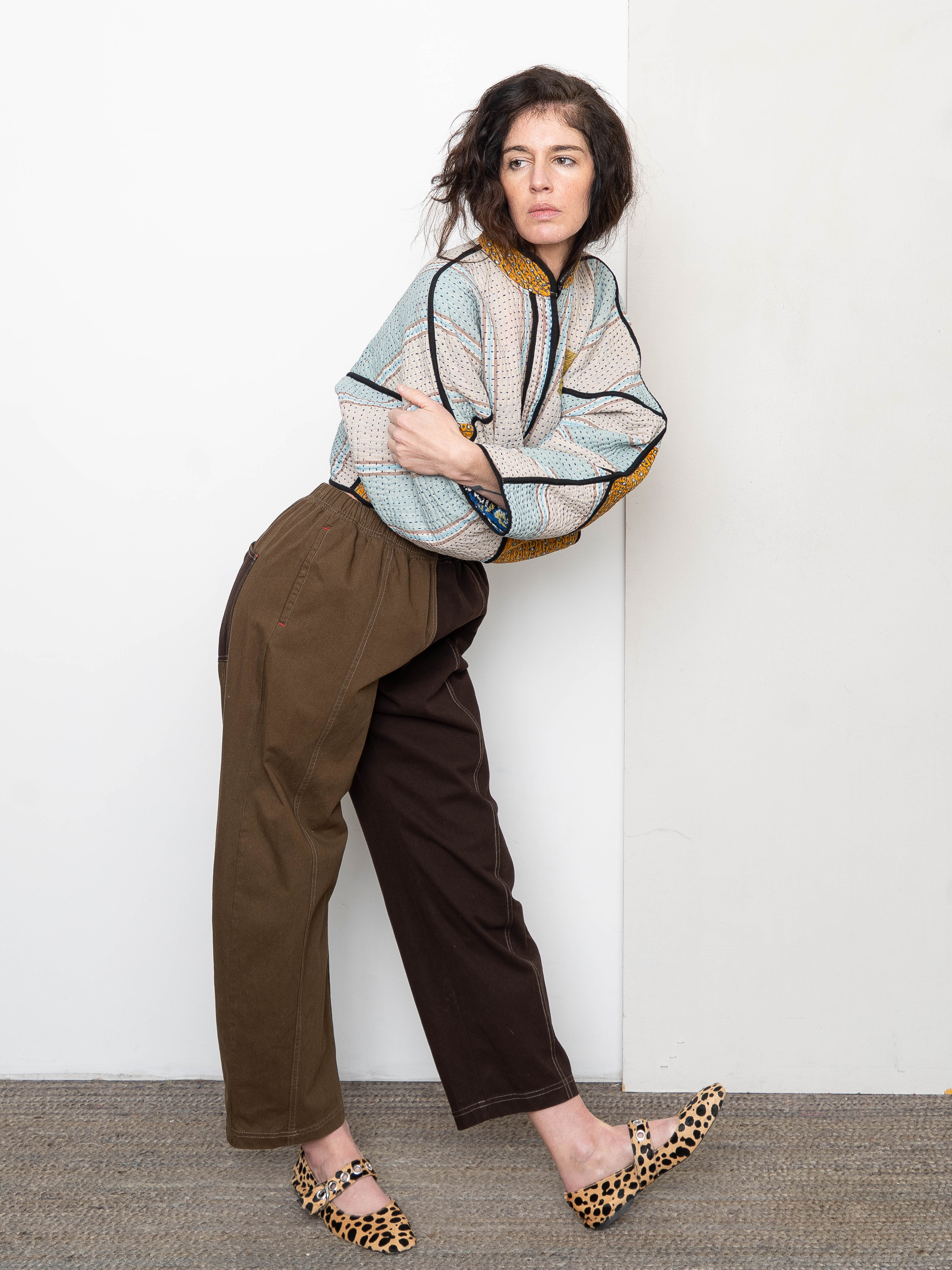 The Kaira Cropped Quilted Patchwork Kantha Jacket