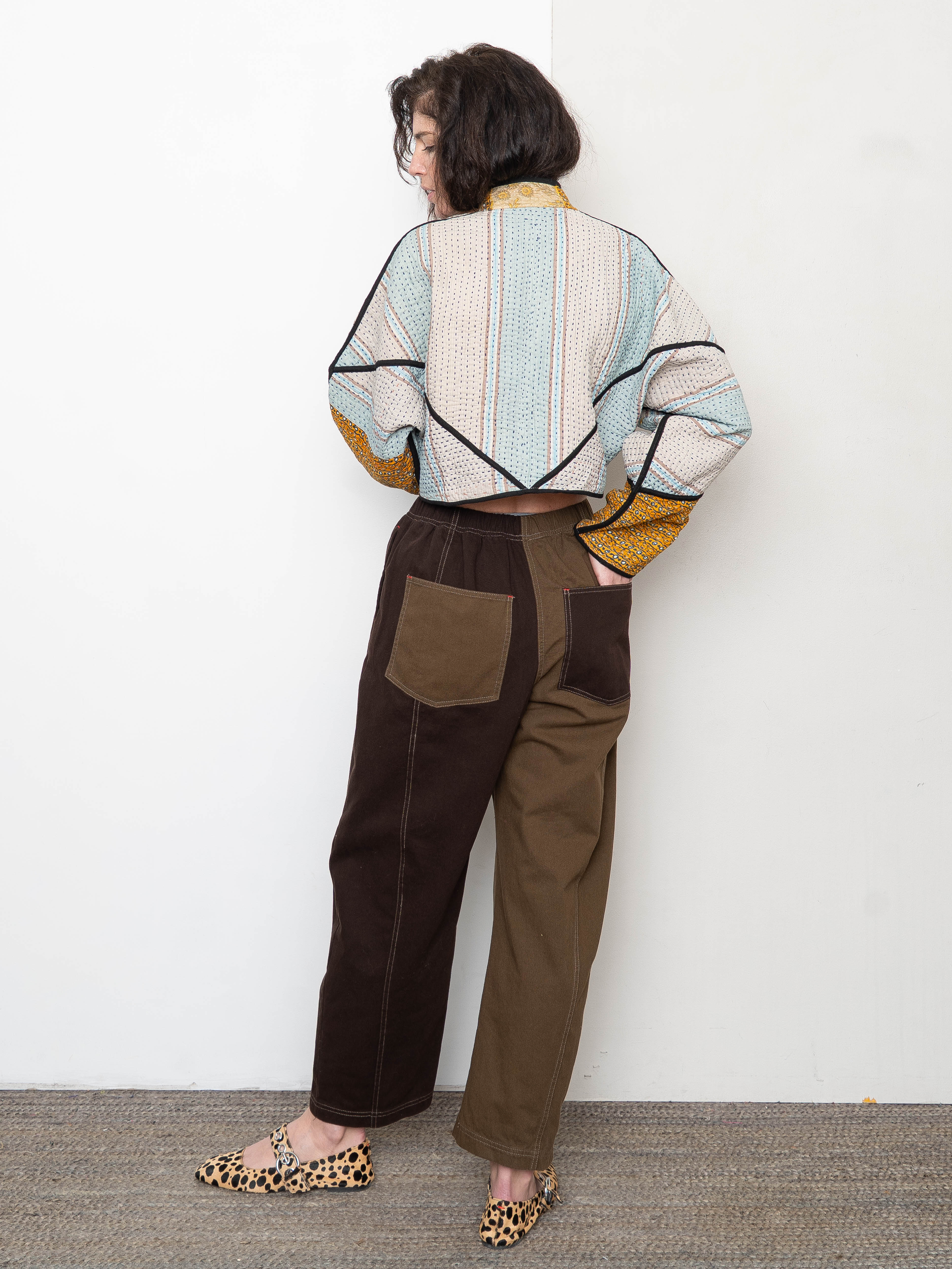The Kaira Cropped Quilted Patchwork Kantha Jacket