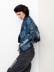 The Kaira Cropped Denim Suzani Jacket - Medium