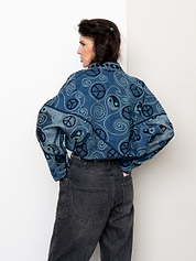The Kaira Cropped Denim Suzani Jacket - Medium
