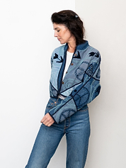 The Kaira Cropped Denim Suzani Jacket - Medium