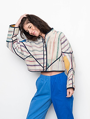 The Kaira Cropped Quilted Patchwork Kantha Jacket