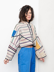 The Kaira Cropped Quilted Patchwork Kantha Jacket
