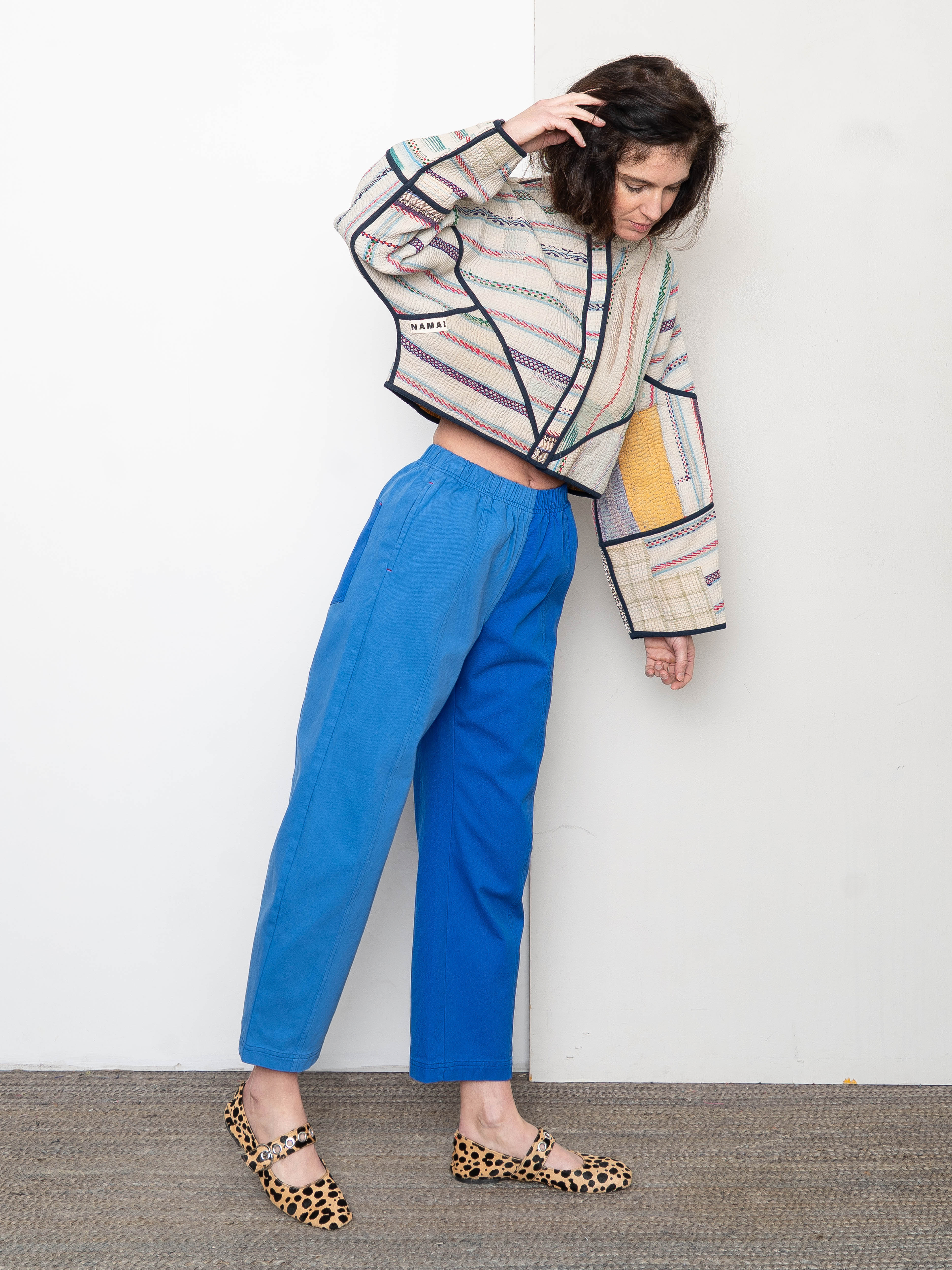 The Kaira Cropped Quilted Patchwork Kantha Jacket