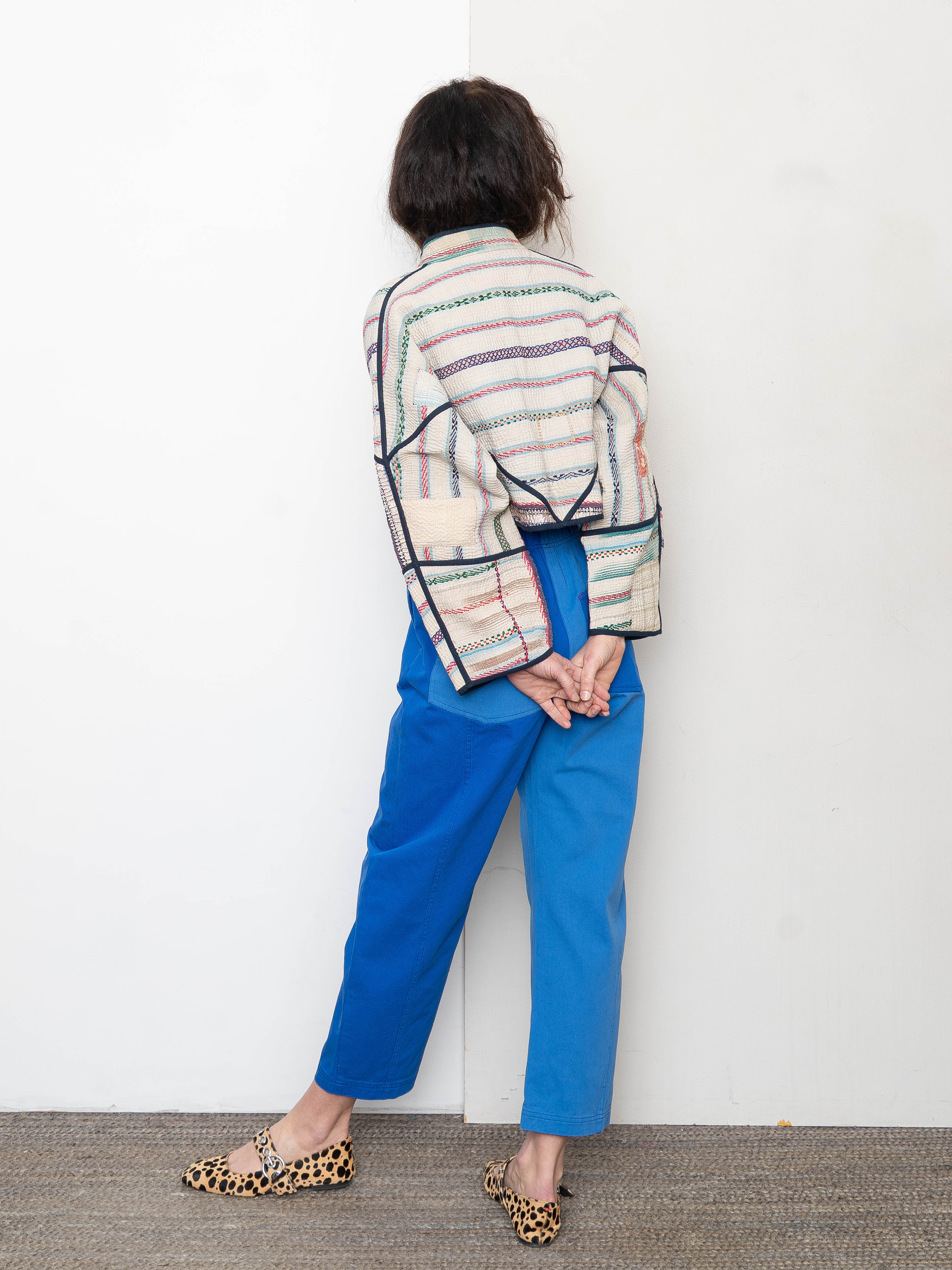 The Kaira Cropped Quilted Patchwork Kantha Jacket