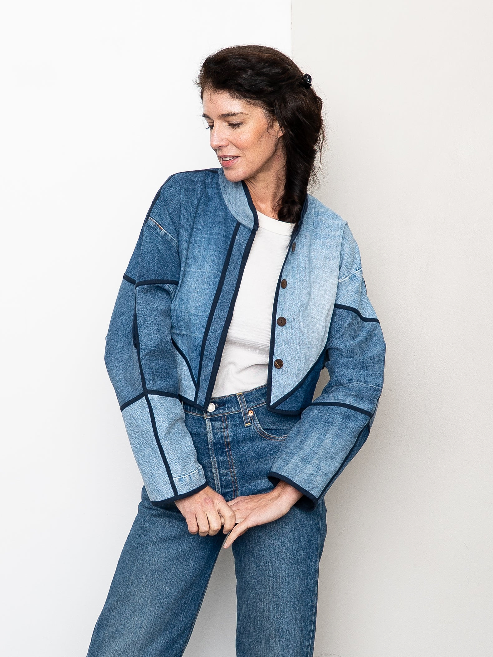 The Kaira Cropped Denim Jacket - Medium