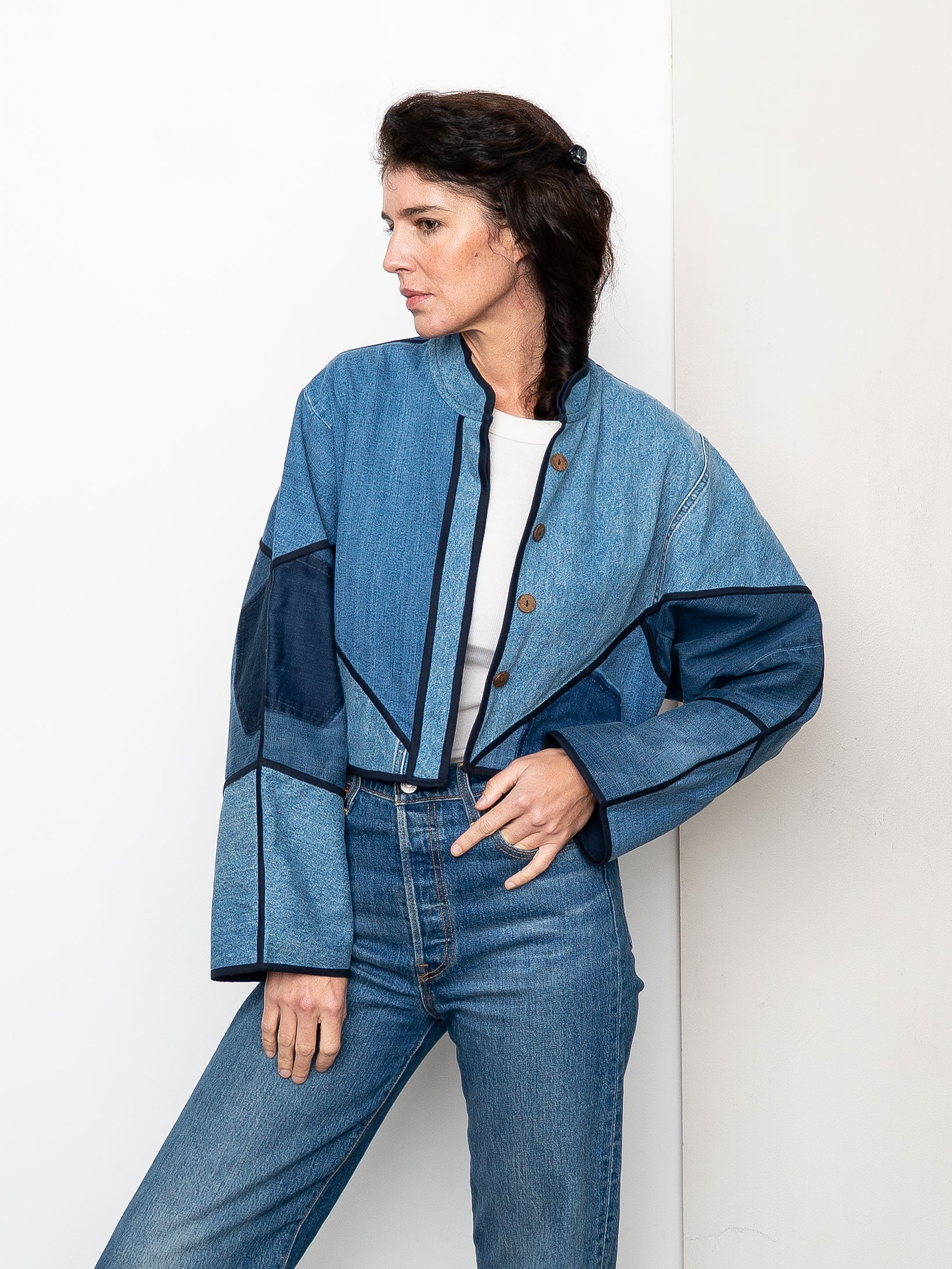 The Kaira Cropped Denim Jacket - Medium
