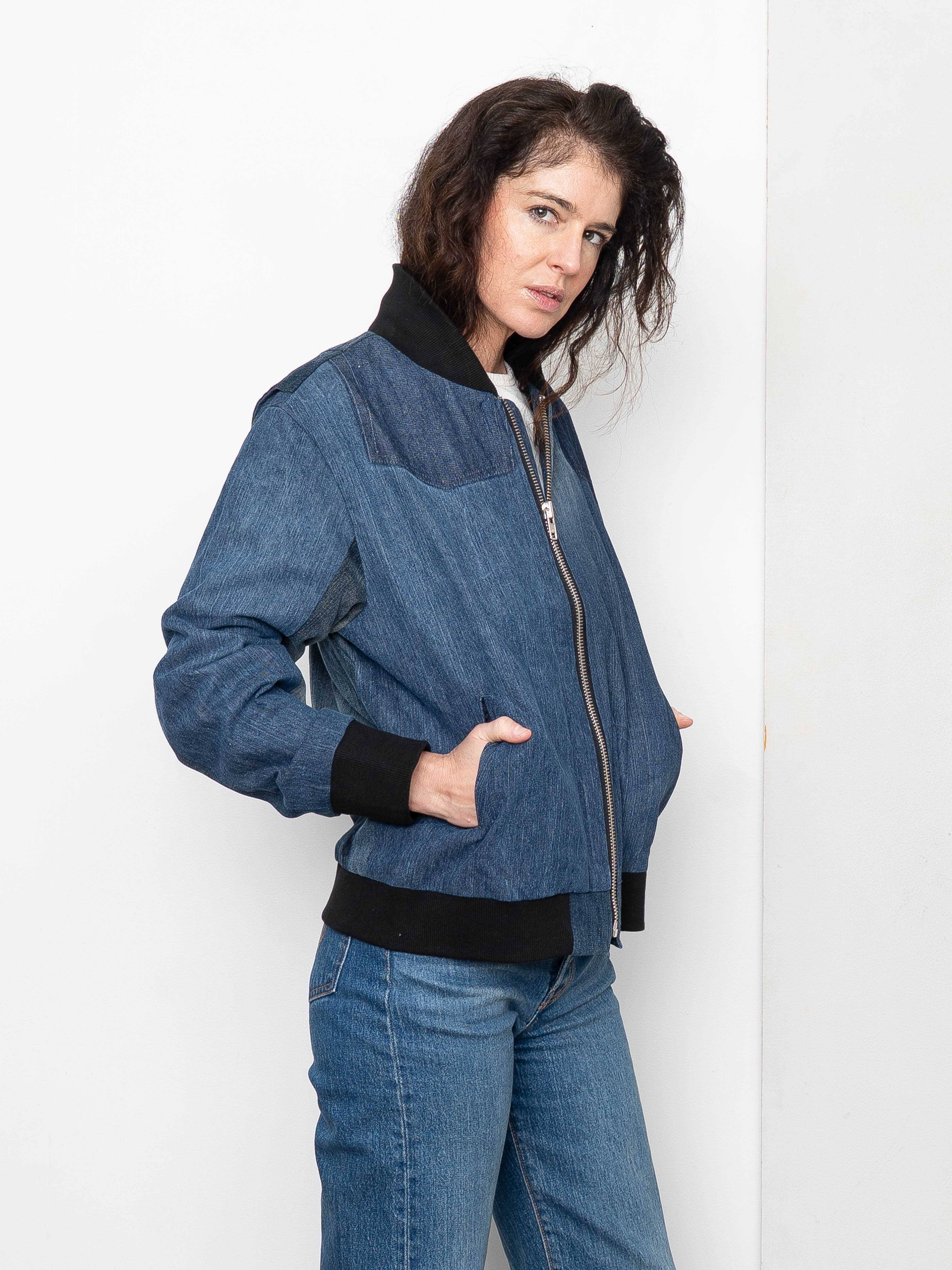 The Veda Denim Bomber Jacket - Medium