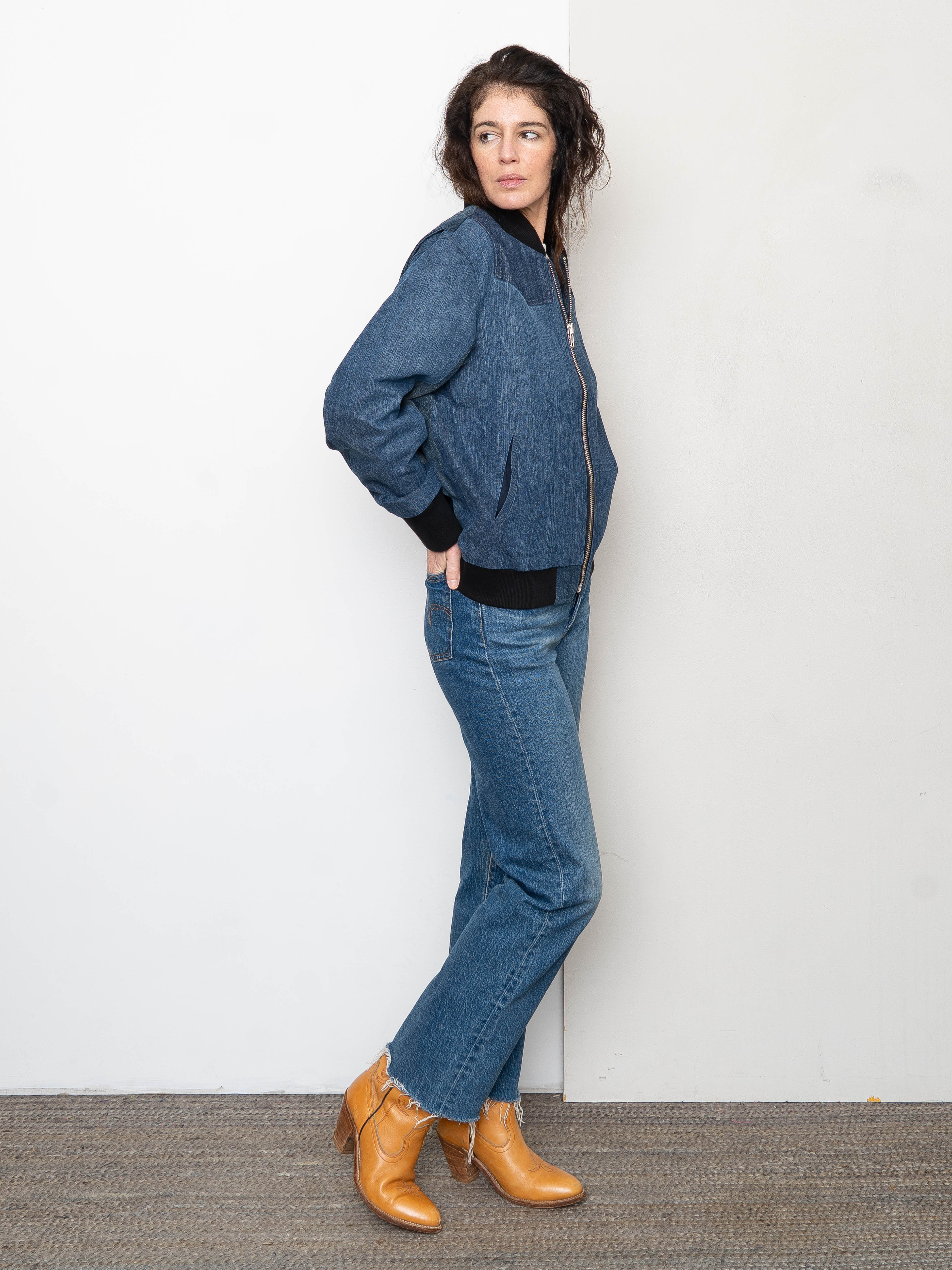 The Veda Denim Bomber Jacket - Medium