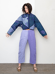 The Kaira Cropped Denim Suzani Jacket - Medium