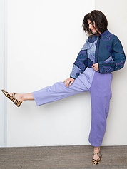 The Kaira Cropped Denim Suzani Jacket - Medium