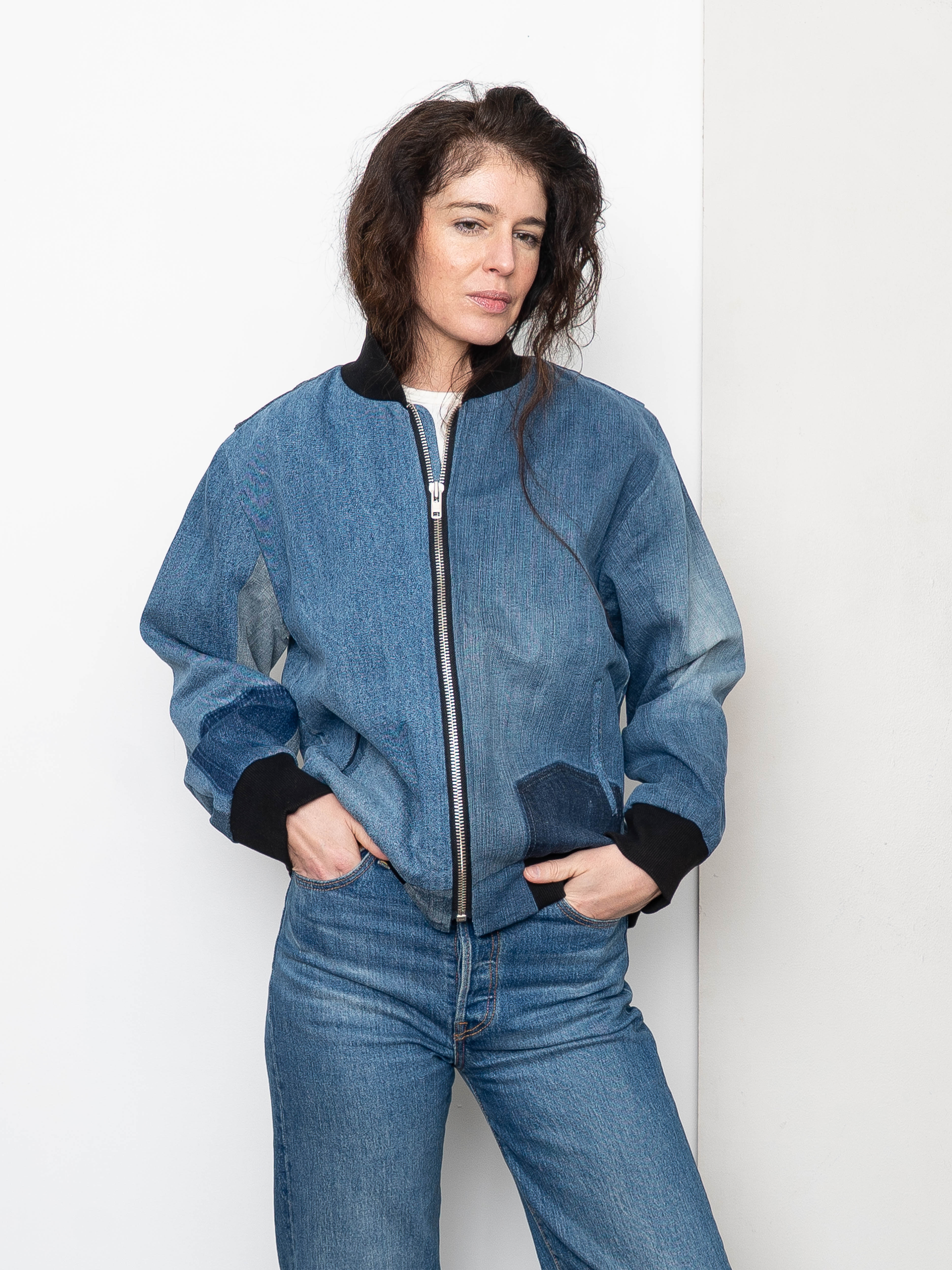 The Veda Denim Bomber Jacket - Medium
