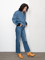 The Veda Denim Bomber Jacket - Medium