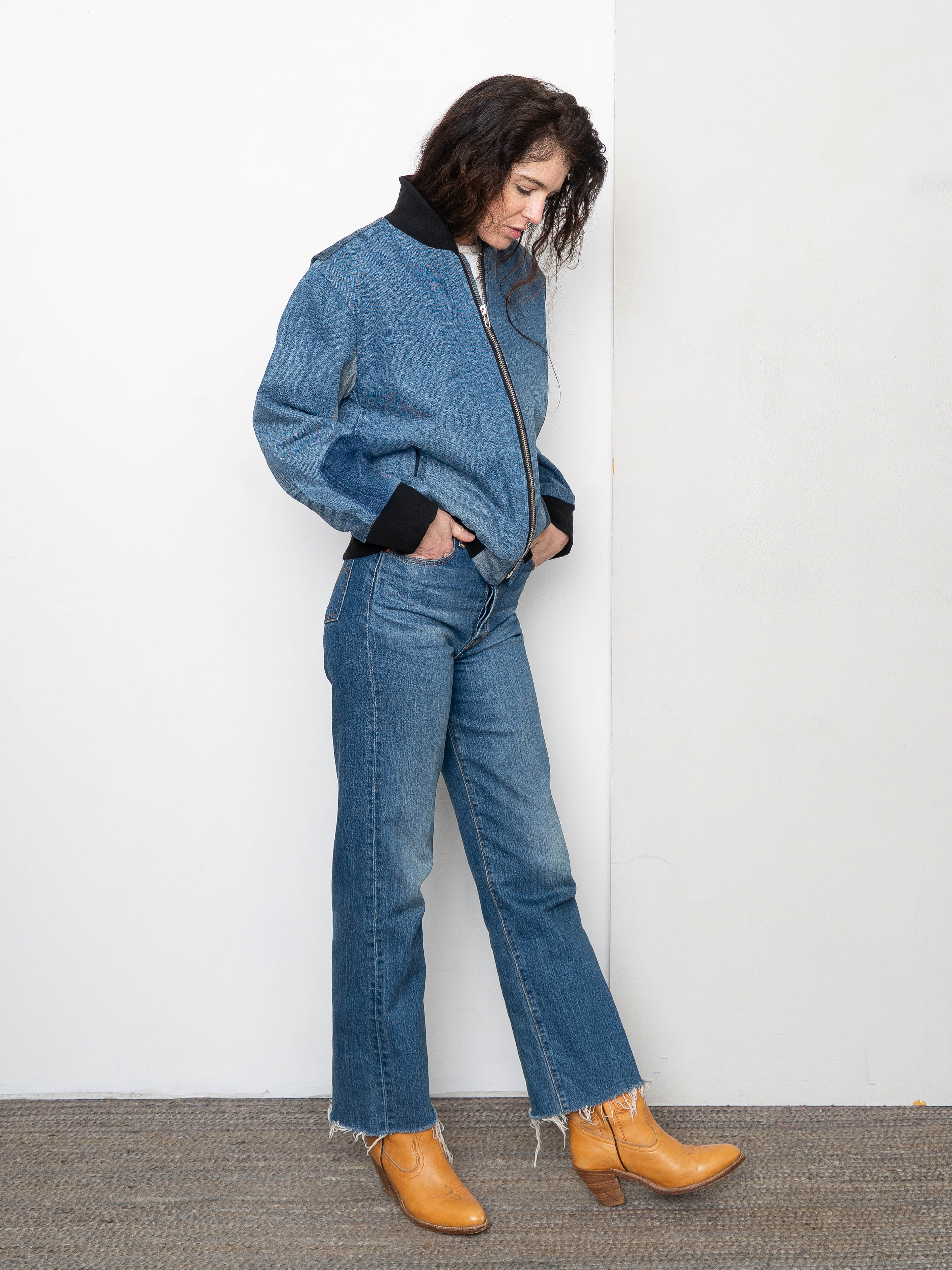 The Veda Denim Bomber Jacket - Medium