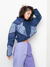 The Kaira Cropped Denim Suzani Jacket - Medium