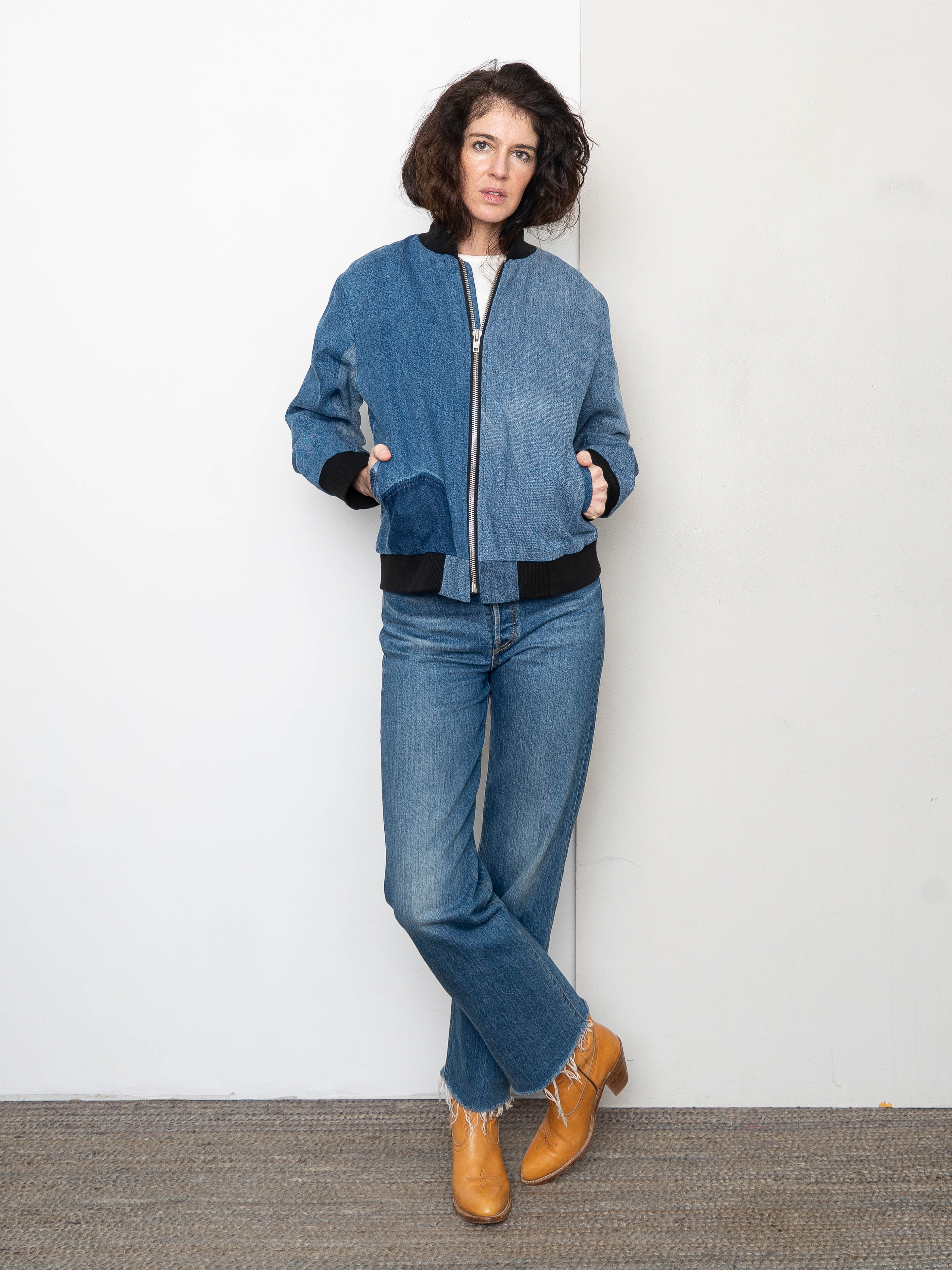 The Veda Denim Bomber Jacket - Medium