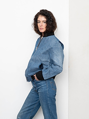The Veda Denim Bomber Jacket - Medium