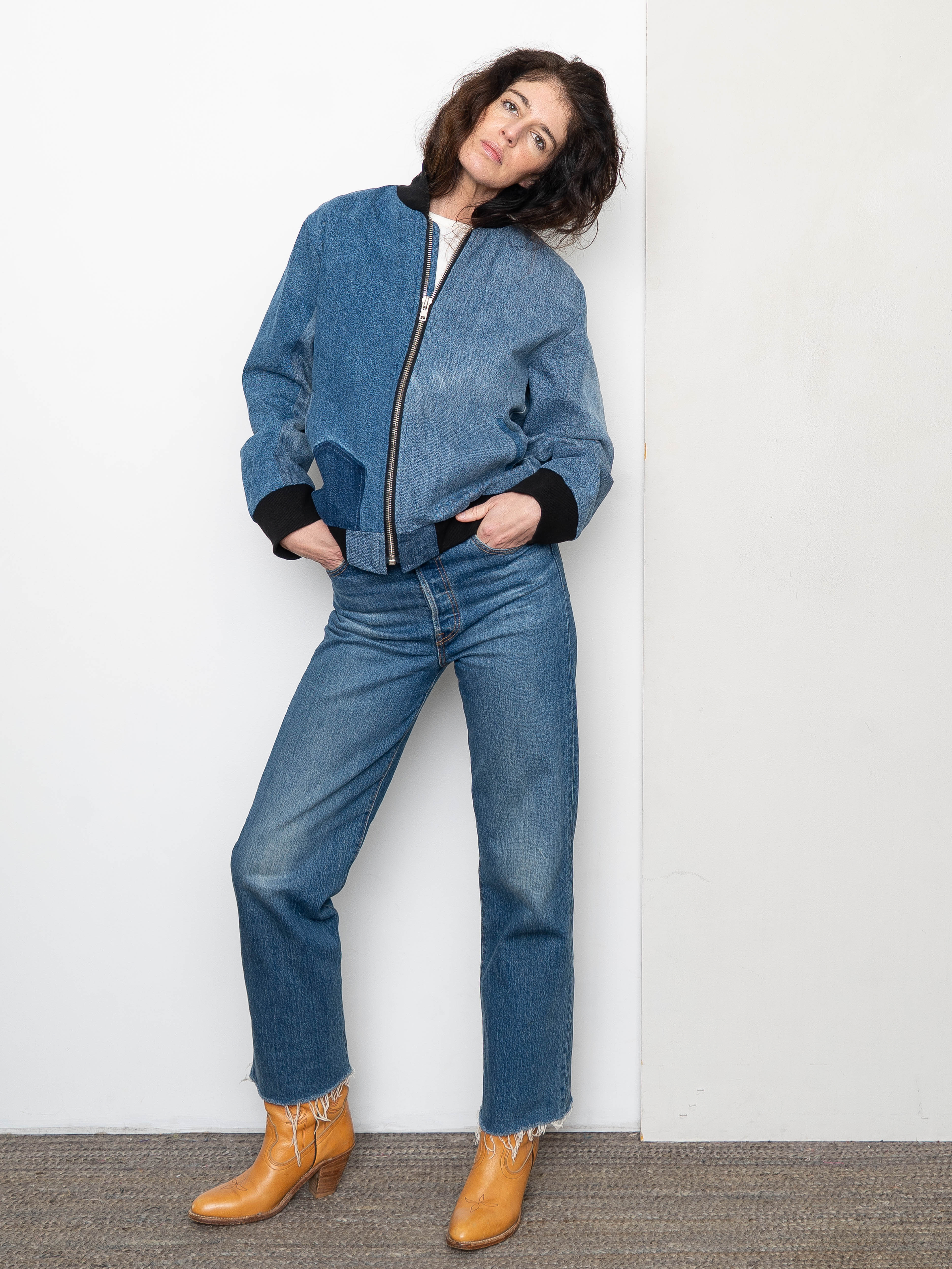 The Veda Denim Bomber Jacket - Medium