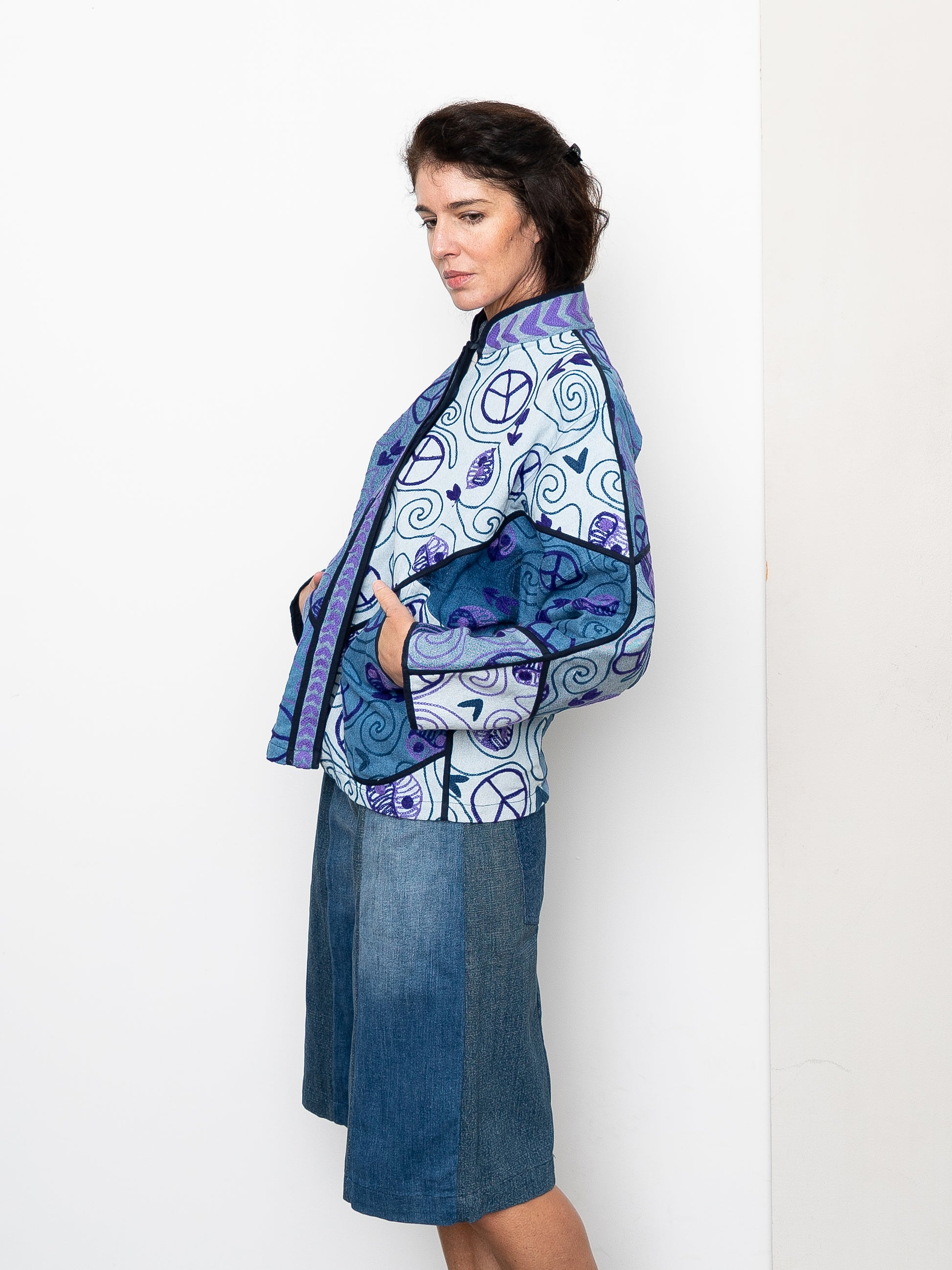 The Ladhiya Denim Suzani Jacket - Small