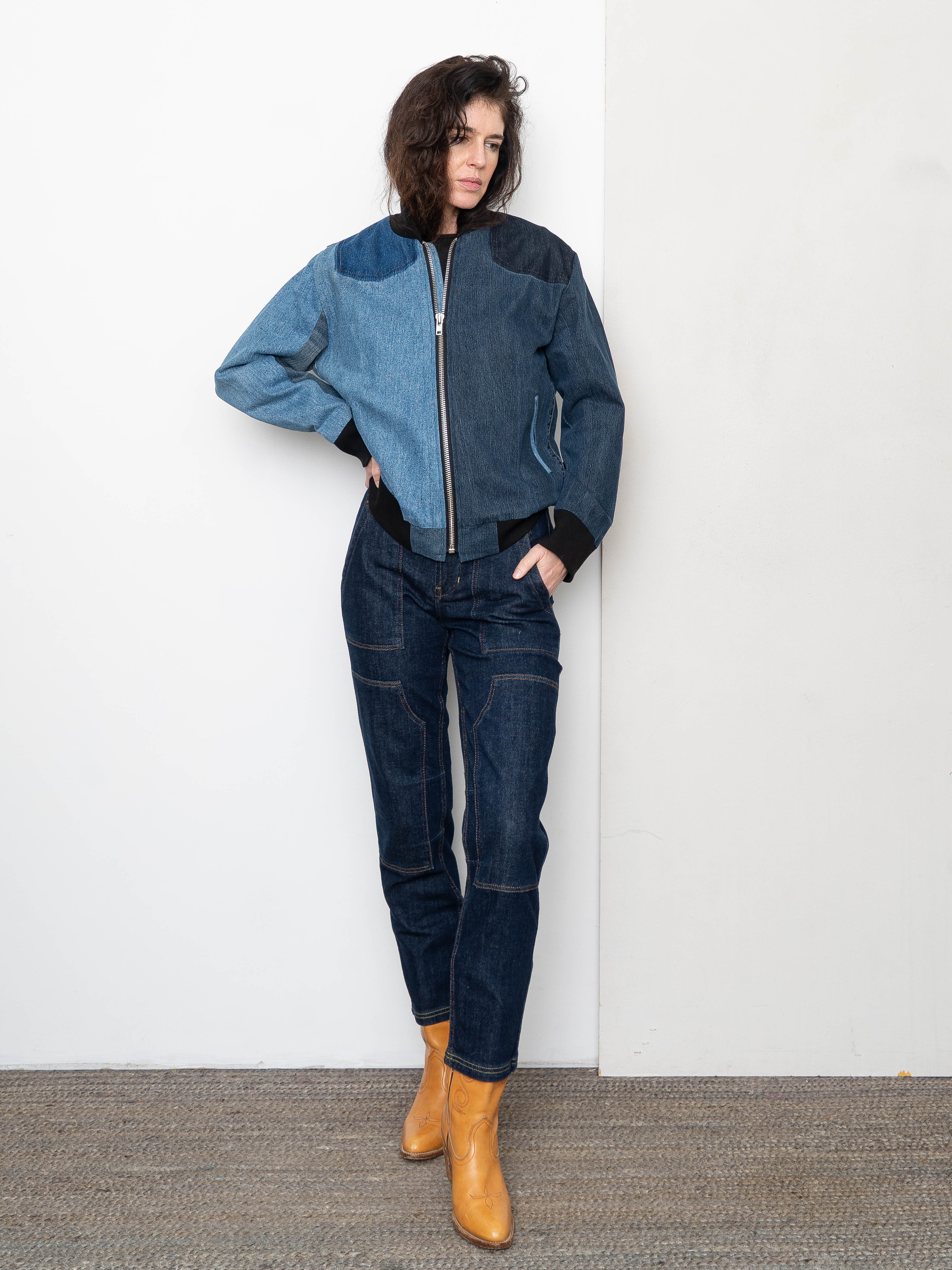 The Veda Denim Bomber Jacket - Medium