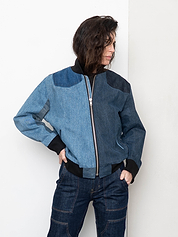 The Veda Denim Bomber Jacket - Medium